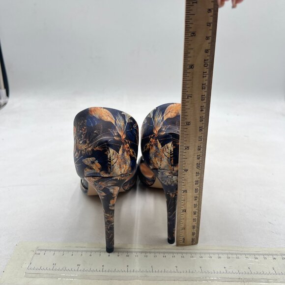 Pazzion Floral Print Open Toe High Heel D'Orsay Pumps Slip On Two Pieces Sandal - Picture 4 of 7